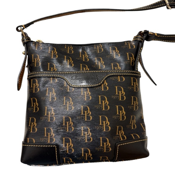 Dooney & Bourke Vintage Black and Brown Monogram Crossbody Bag - Picture 1 of 7